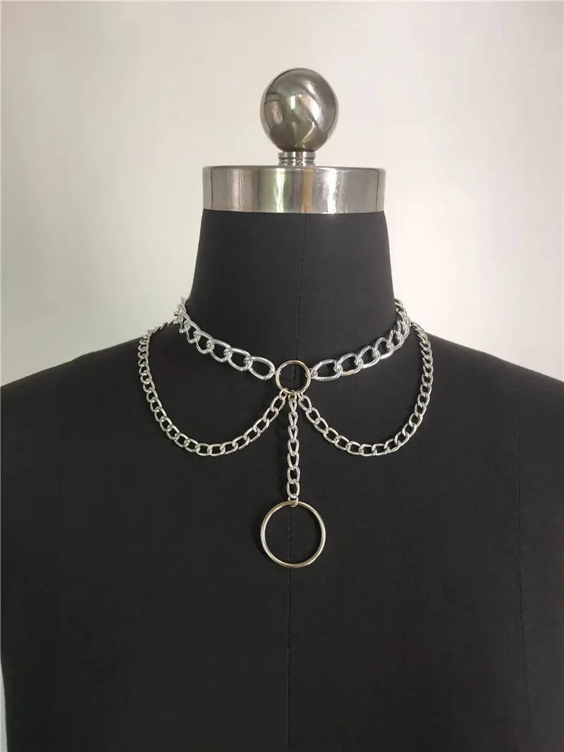 Discreet BDSM Day Collar Eclipse Charm Double Necklace  Collars and Leads