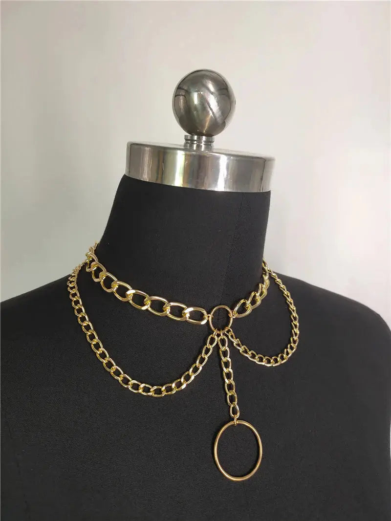 Discreet BDSM Day Collar Eclipse Charm Double Necklace  Collars and Leads