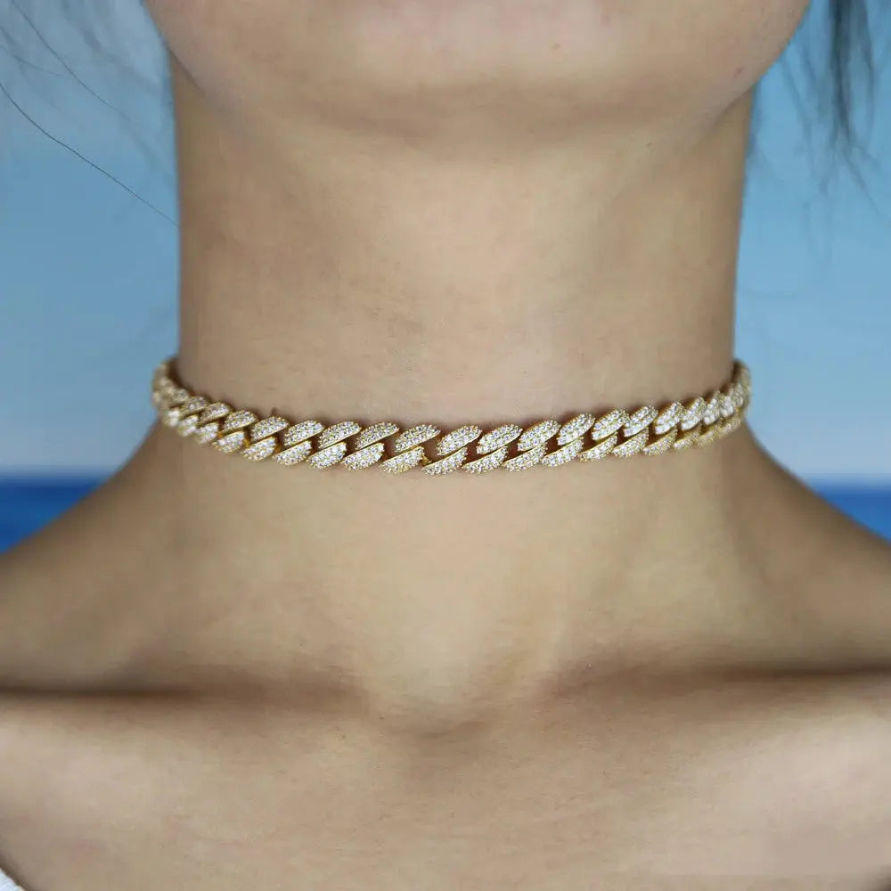 Discreet BDSM Day Collar LuxeCuban Adjustable Zircon Choker  Collars and Leads