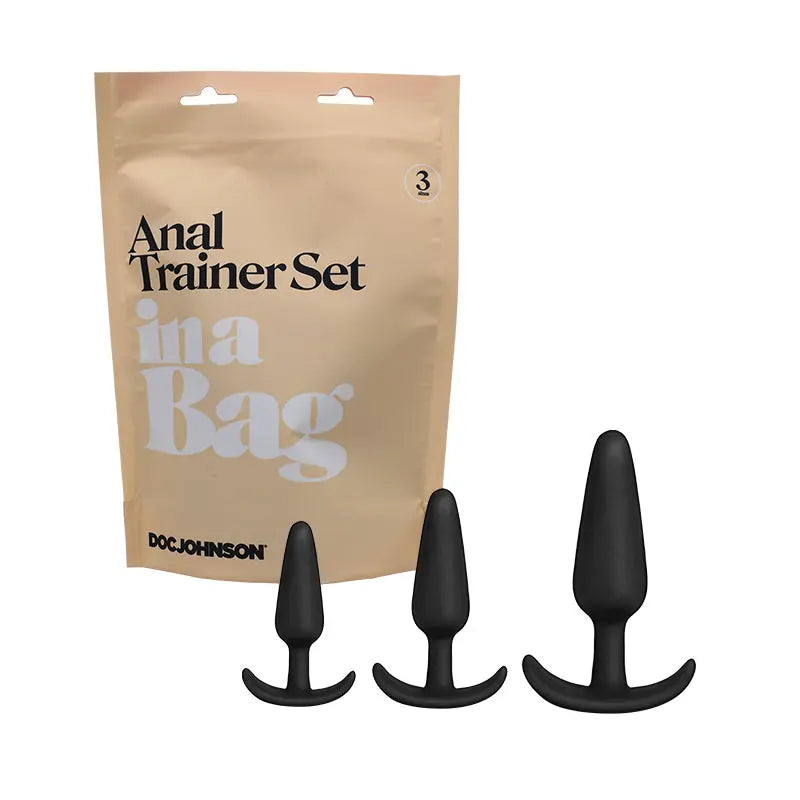 Doc Johnson Anal Plug Trainer Set In A Bag 3-Piece Silicone Black  Anal - Kits