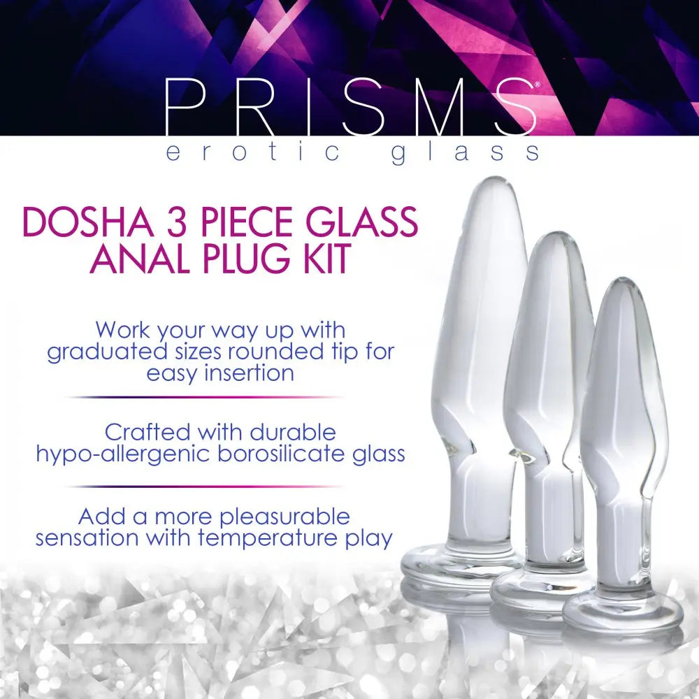 Dosha 3 Piece Glass Anal Plug Kit Anal Training Anal Gape  Anal