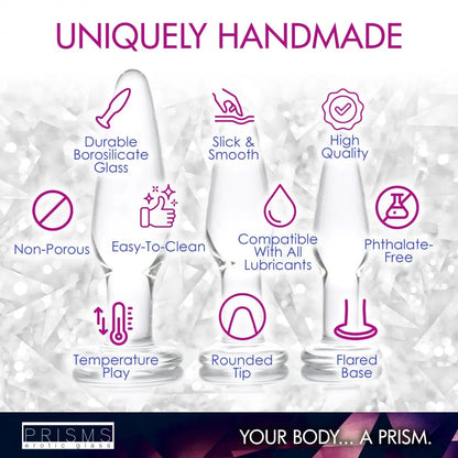 Dosha 3 Piece Glass Anal Plug Kit Anal Training Anal Gape  Anal