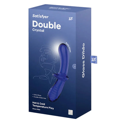 Double Crystal - Light Blue  Glass Dildo