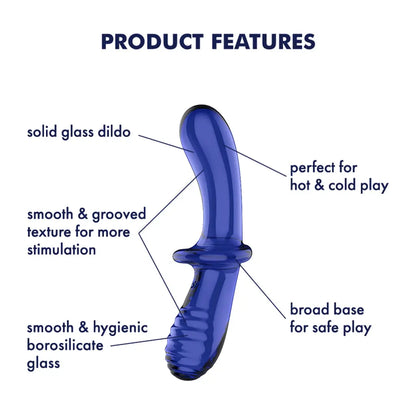 Double Crystal - Light Blue  Glass Dildo