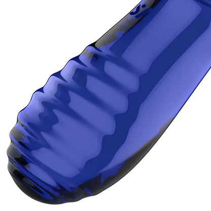 Double Crystal - Light Blue  Glass Dildo