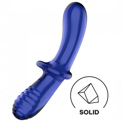 Double Crystal - Light Blue  Glass Dildo