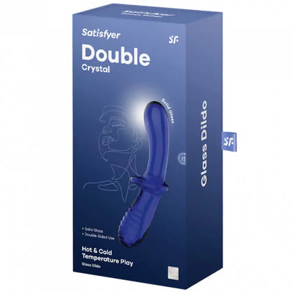 Double Crystal - Light Blue  Glass Dildo
