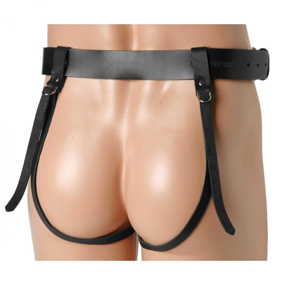 Double Penetration Premium Leather Dildo Harness for Men  Strap-Ons and Harnesses