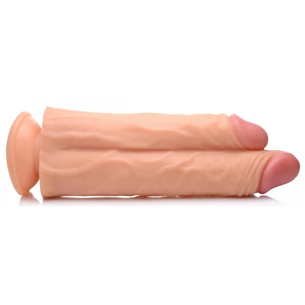 Double Stuffer 10 Inch Dildo - Light  Suction Cup Dildos