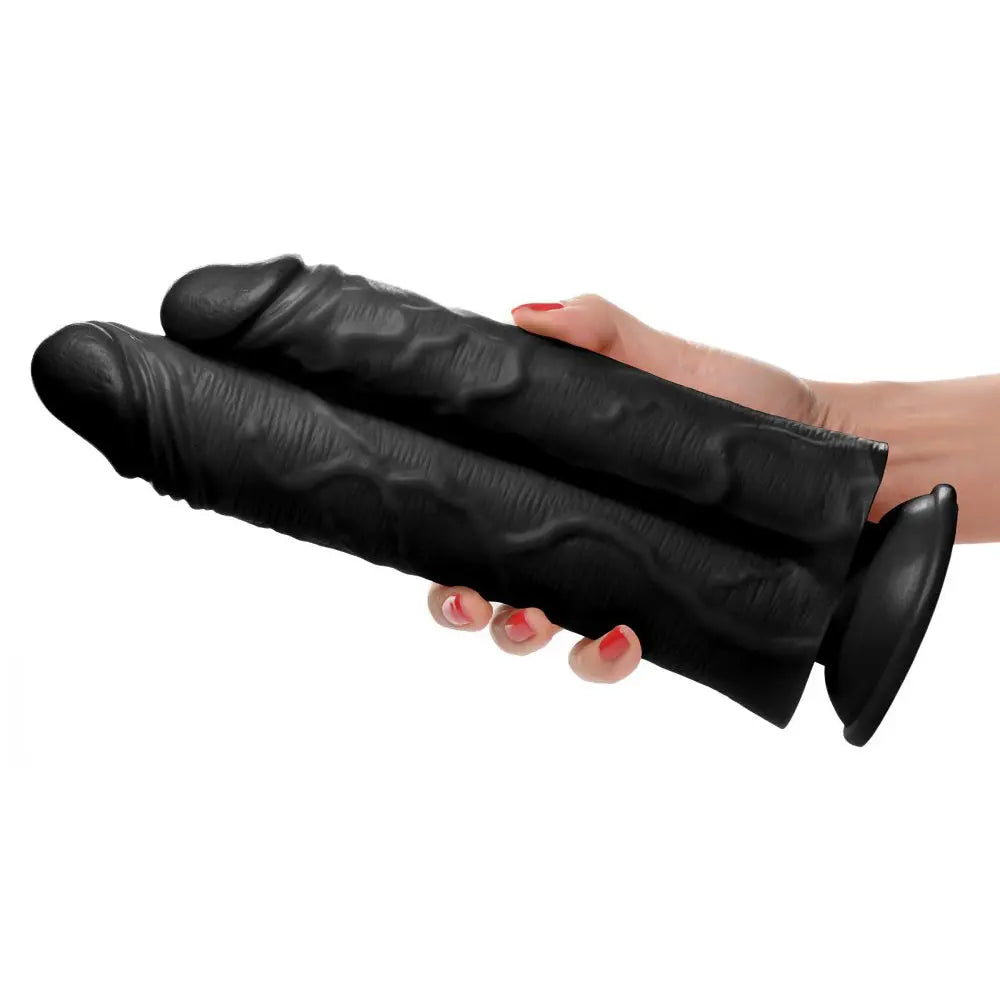 Double Stuffer 10 Inch Huge Dildo Sex Toy - Black Double Dick Dildo  Huge Dildos