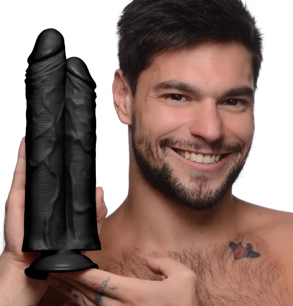 Double Stuffer 10 Inch Huge Dildo Sex Toy - Black Double Dick Dildo  Huge Dildos