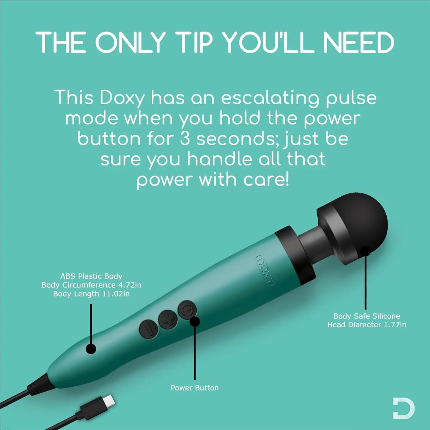 Doxy Wand Vibrator 3 USB-C - Turquoise  Vibrators