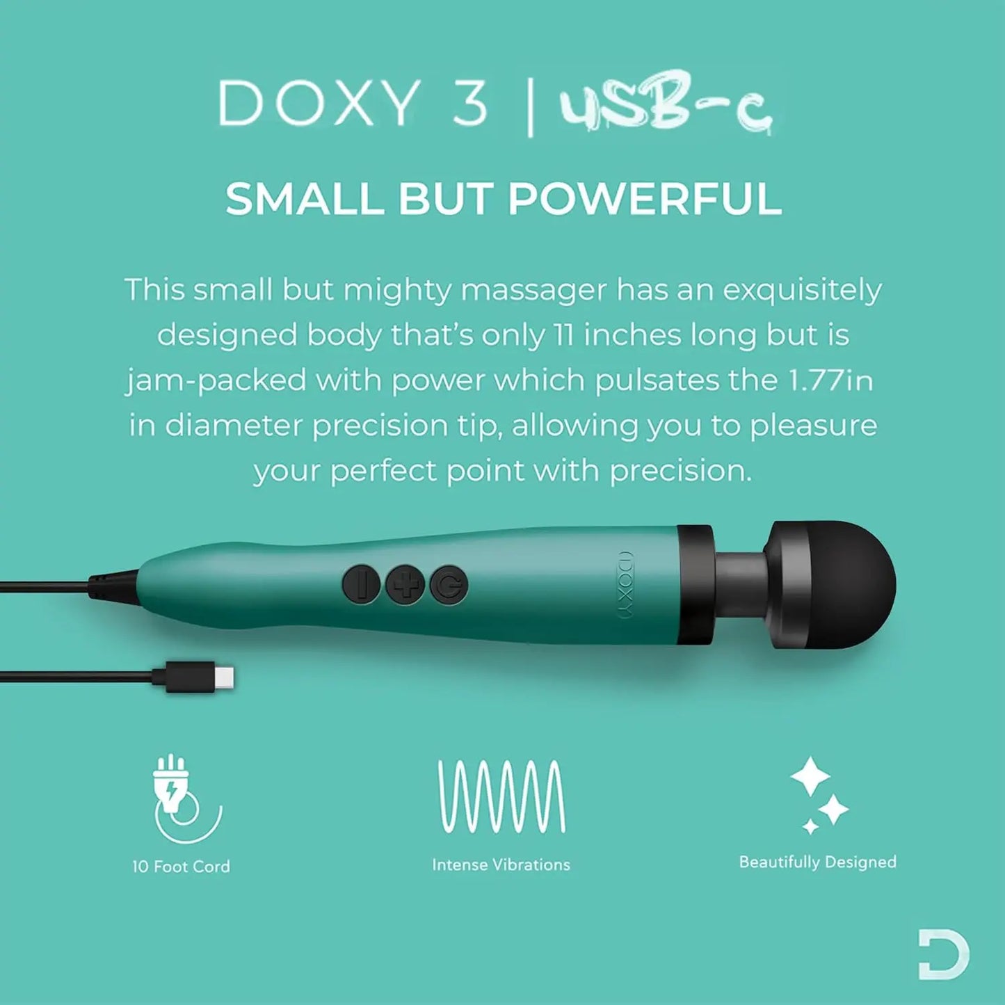 Doxy Wand Vibrator 3 USB-C - Turquoise  Vibrators