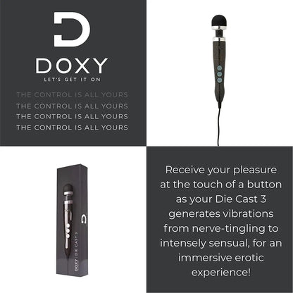 Doxy Wand Vibrator Die Cast 3 - Disco Black Glitter Powerful Vibrator  Vibrators