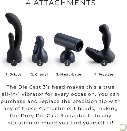 Doxy Wand Vibrator Die Cast 3 - Disco Black Glitter Powerful Vibrator  Vibrators