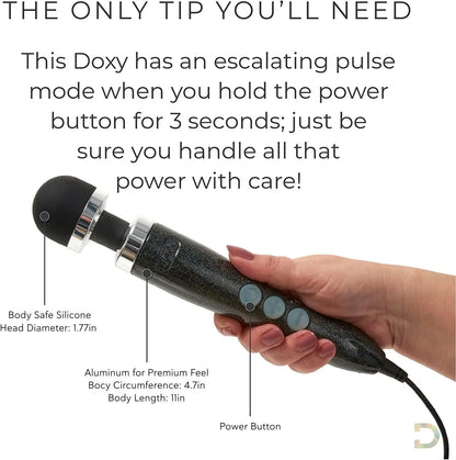 Doxy Wand Vibrator Die Cast 3 - Disco Black Glitter Powerful Vibrator  Vibrators