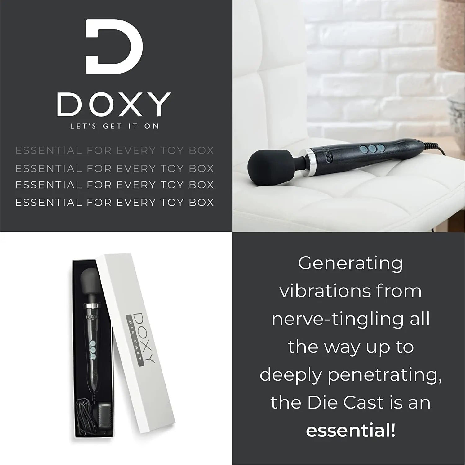 Doxy Wand Vibrator Die Cast - Black Best Wand Vibrator  Vibrators