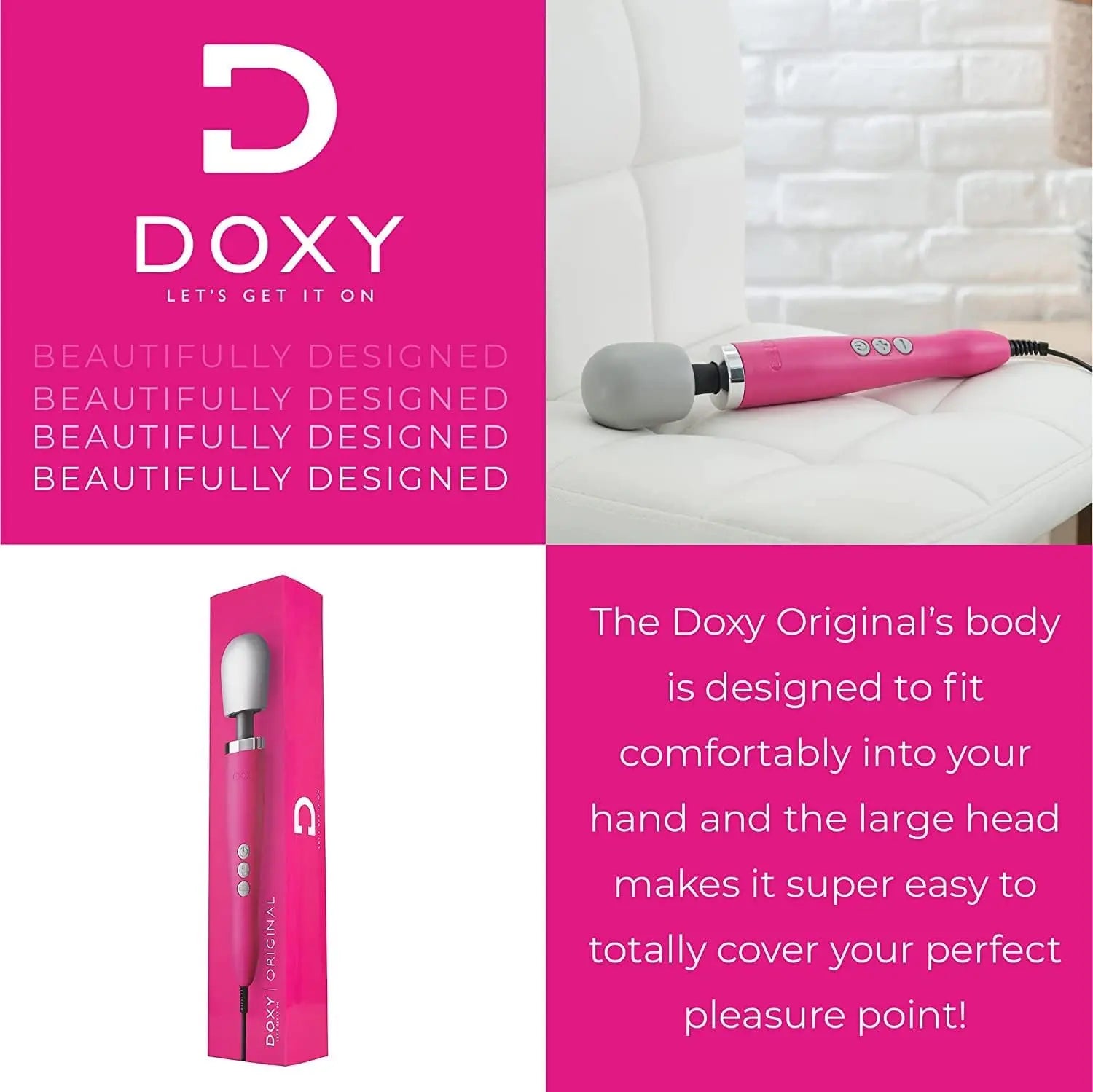 Doxy Wand Vibrator Original - Pink Powerful Vibrator  Vibrators