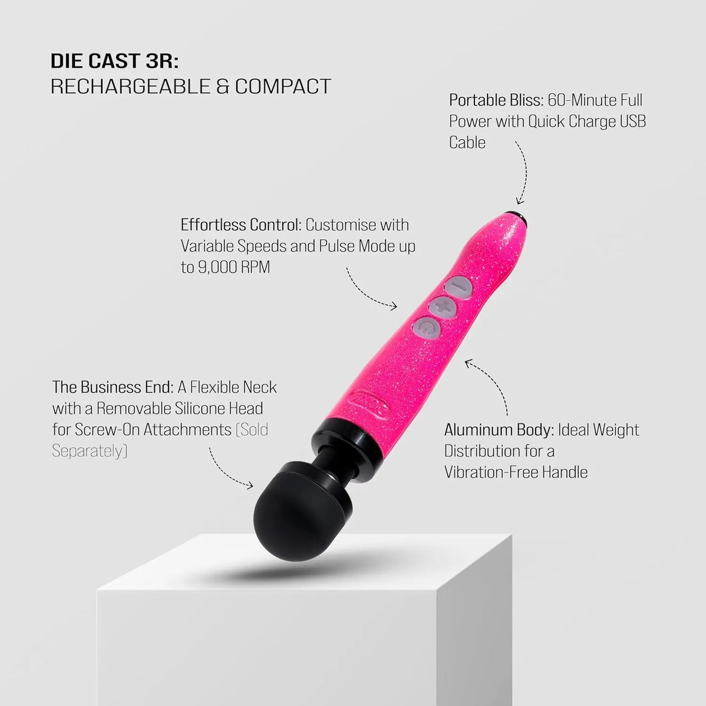 Doxy Wand Vibrator Rechargeable Sex Toy Die Cast 3R Hot Pink  Vibrators