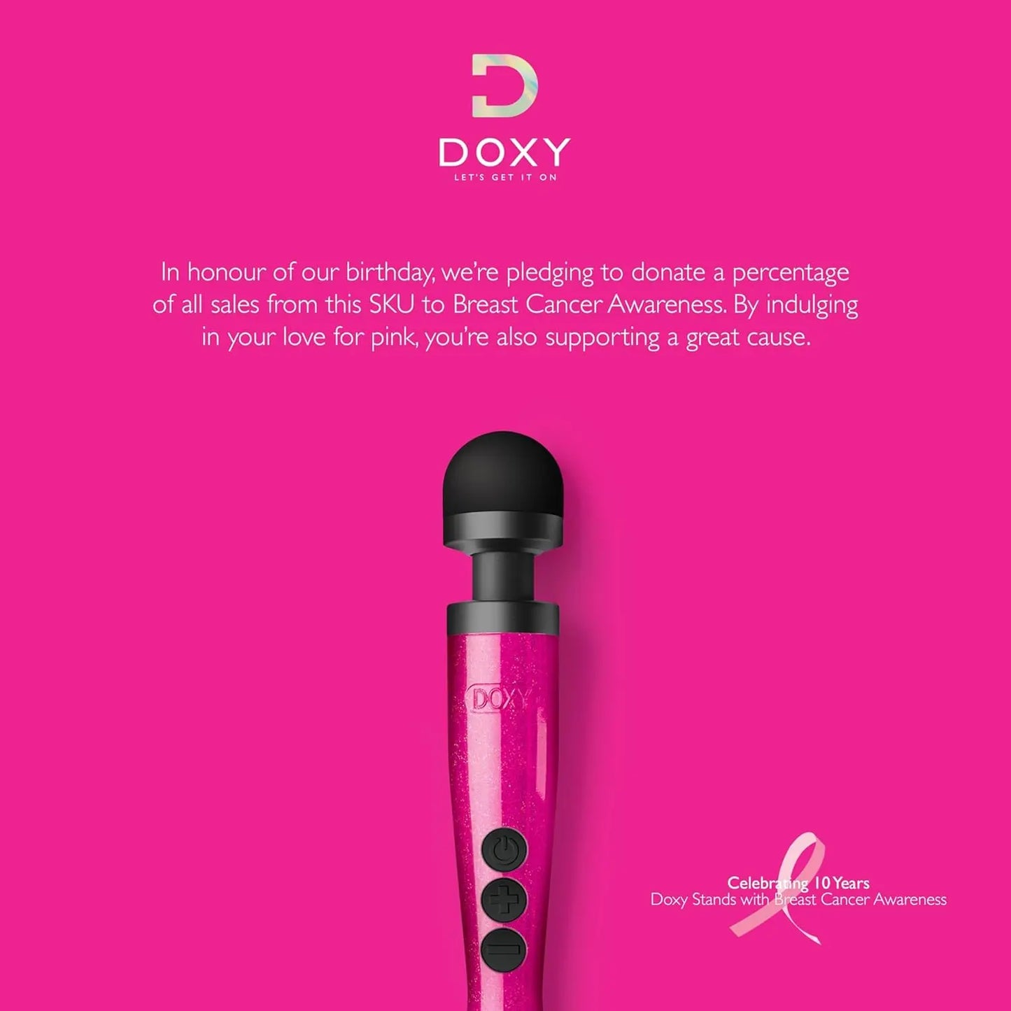 Doxy Wand Vibrator Sex Toy Die Cast 3 - Breast Cancer Awareness Edition  Vibrators