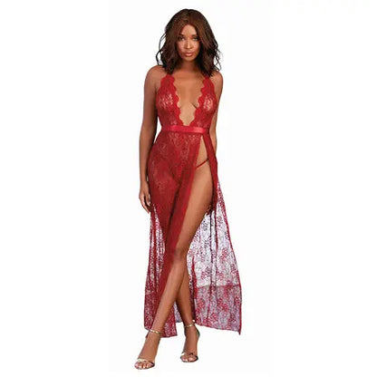 Dreamgirl Lace Gown & G-String Garnet XL Hanging  Lingerie - Bra and Panty sets