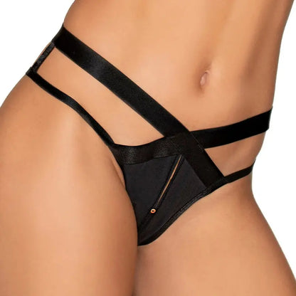 Dreamgirl Microfiber Open-Crotch Strappy Panty Black L Hanging  Lingerie - Bra and Panty sets