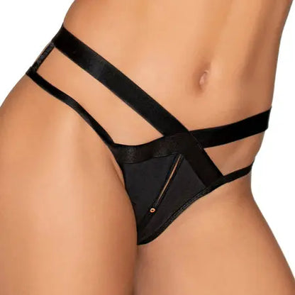 Dreamgirl Microfiber Open-Crotch Strappy Panty Black L Hanging  Lingerie - Bra and Panty sets