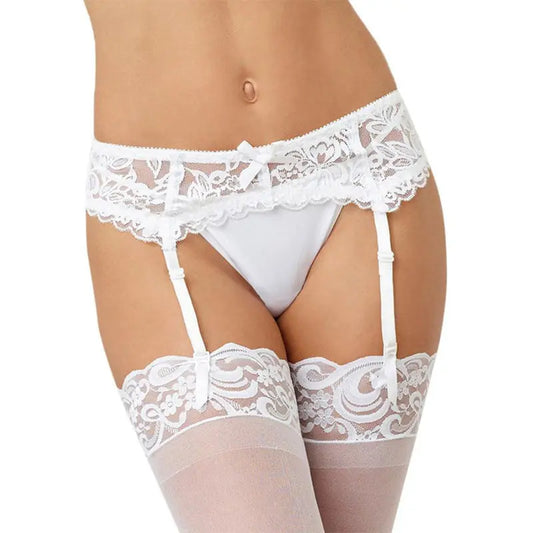 Dreamgirl Sexy And Delicate Scalloped Lace Garter Belt White OS Hanging  Lingerie - Garters