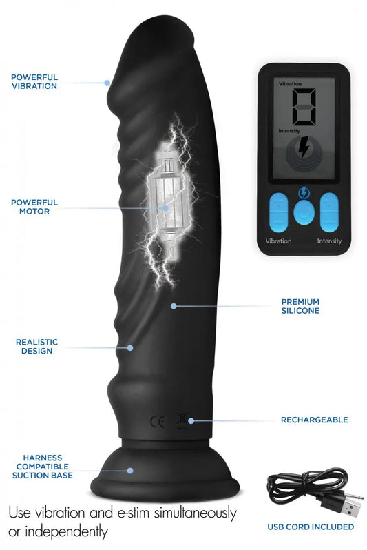 E-Stim Pro 5x Vibrating Dildo with Remote Control  Electro