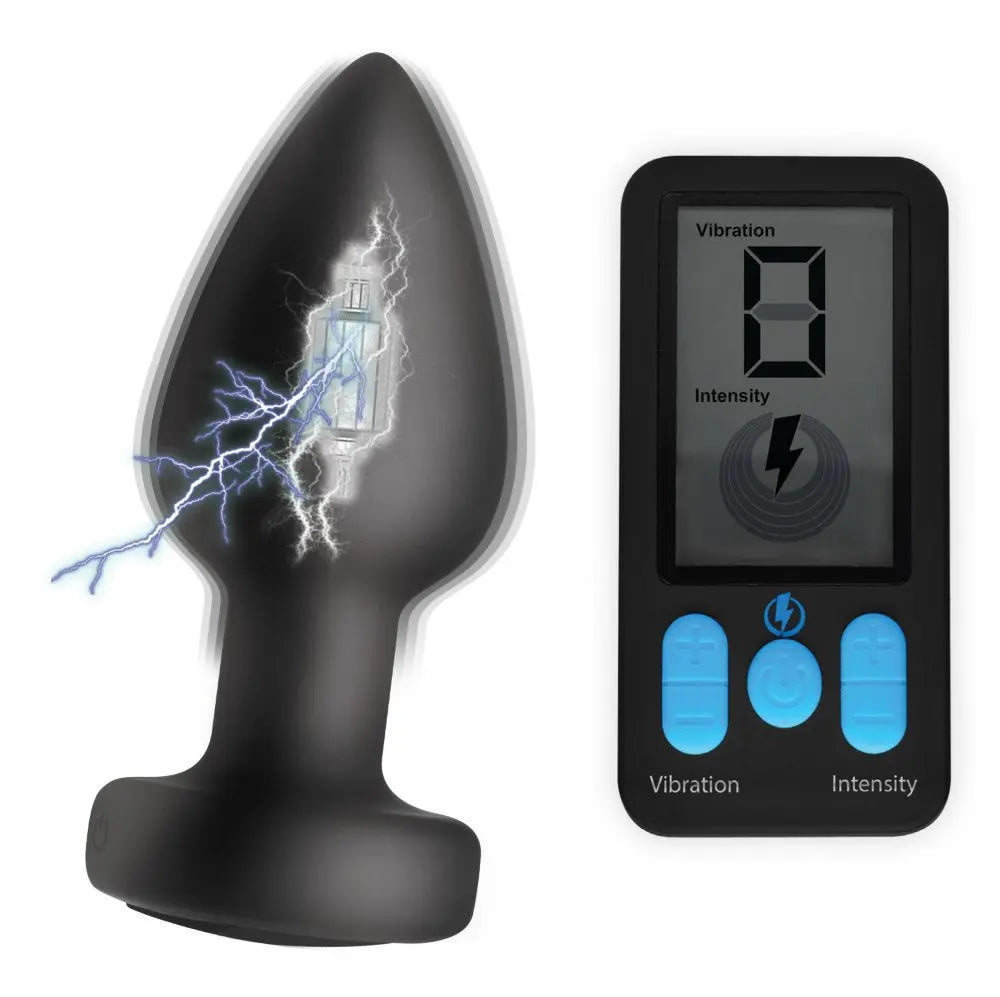 E-Stim Pro Silicone Vibrating Anal Plug with Remote Control  Electro