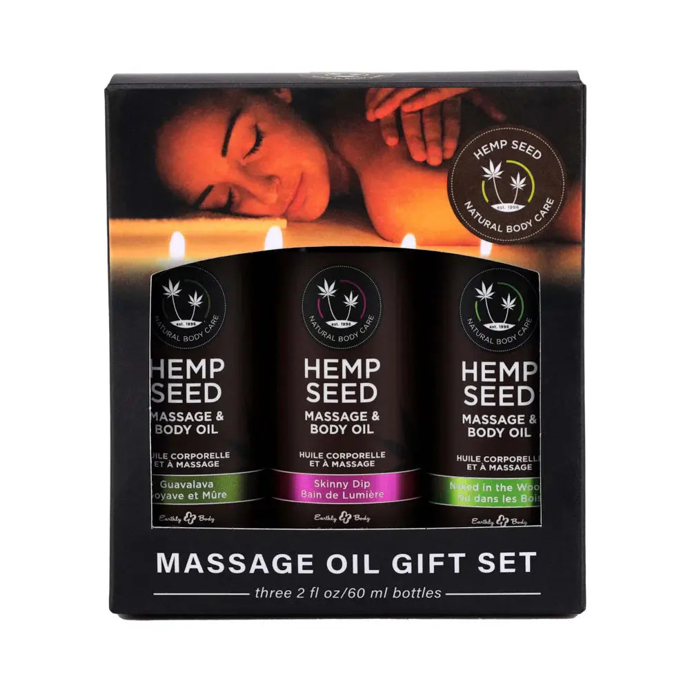 Earthly Body Hemp Seed Massage Oil 3-Piece Gift Set  Lubes, Lotions and Accessories