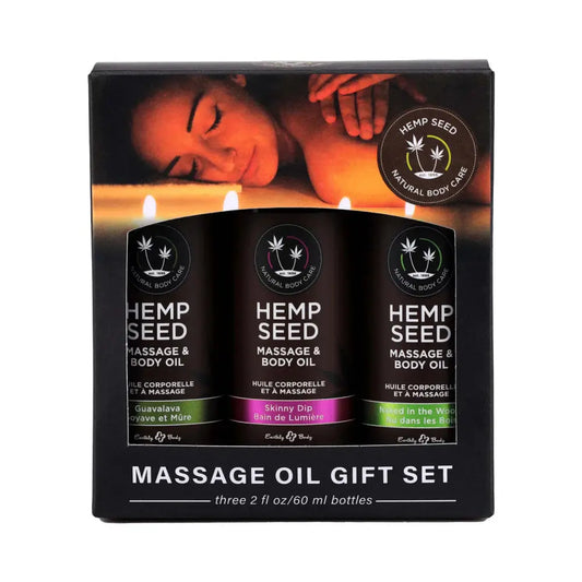Earthly Body Hemp Seed Massage Oil 3-Piece Gift Set  Lubes, Lotions and Accessories