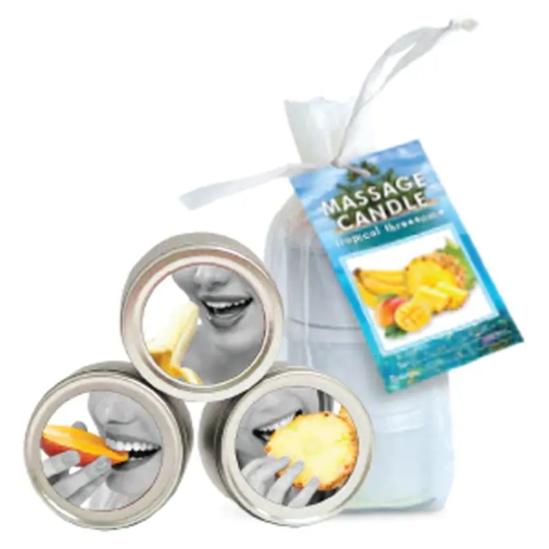Edible Mini Candle Tropical Trio: 3 Mango, Pineapple, Banana 2 fl oz / 60 ml  Lubes, Lotions and Accessories
