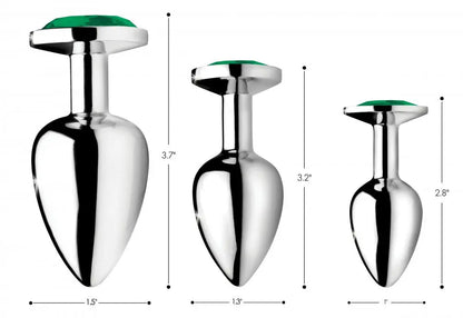 Emerald Gem Anal Plug Set - Wide Base Butt Plug Sex Toys  Metal Anal Plug Sex Toy