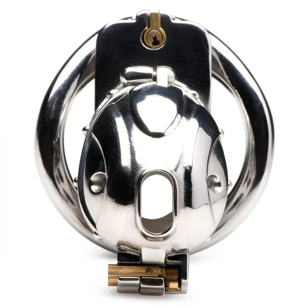 Entrapment Deluxe Locking Chastity Cage BDSM Silver Cock Cage  Chastity