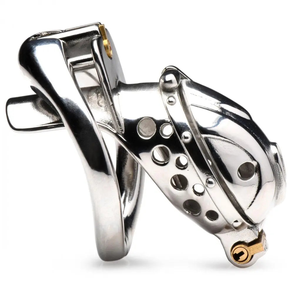 Entrapment Deluxe Locking Chastity Cage BDSM Silver Cock Cage  Chastity