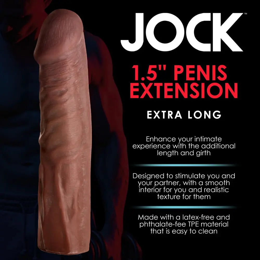 Extra Long 1.5 Inch Penis Extension - Dark Cock Sleeve  Penis Extenders and Sleeves