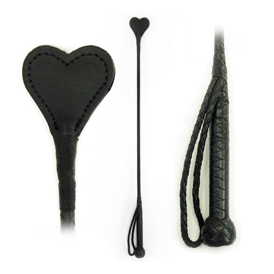 Riding Crop Heart Leather 26in 