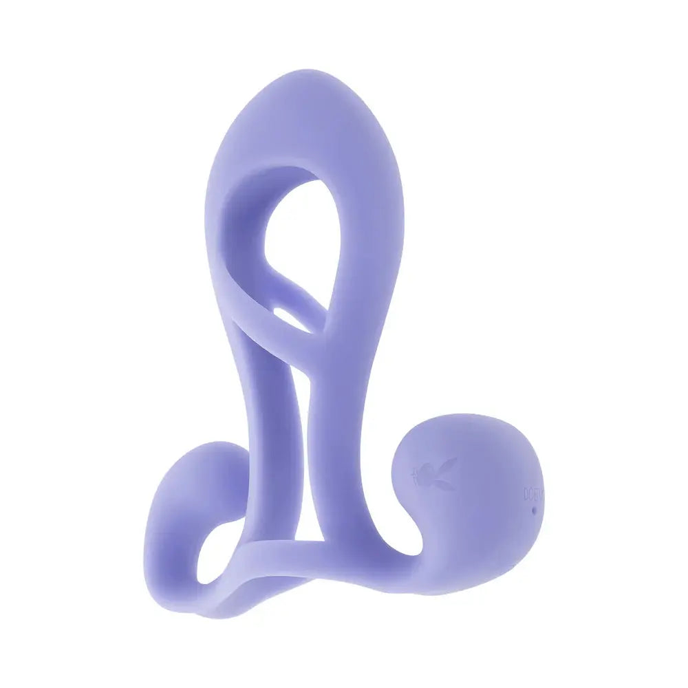 Fantasy Cage Rechargeable Vibrating Cock Cage Silicone Purple  Penis Extenders and Sleeves