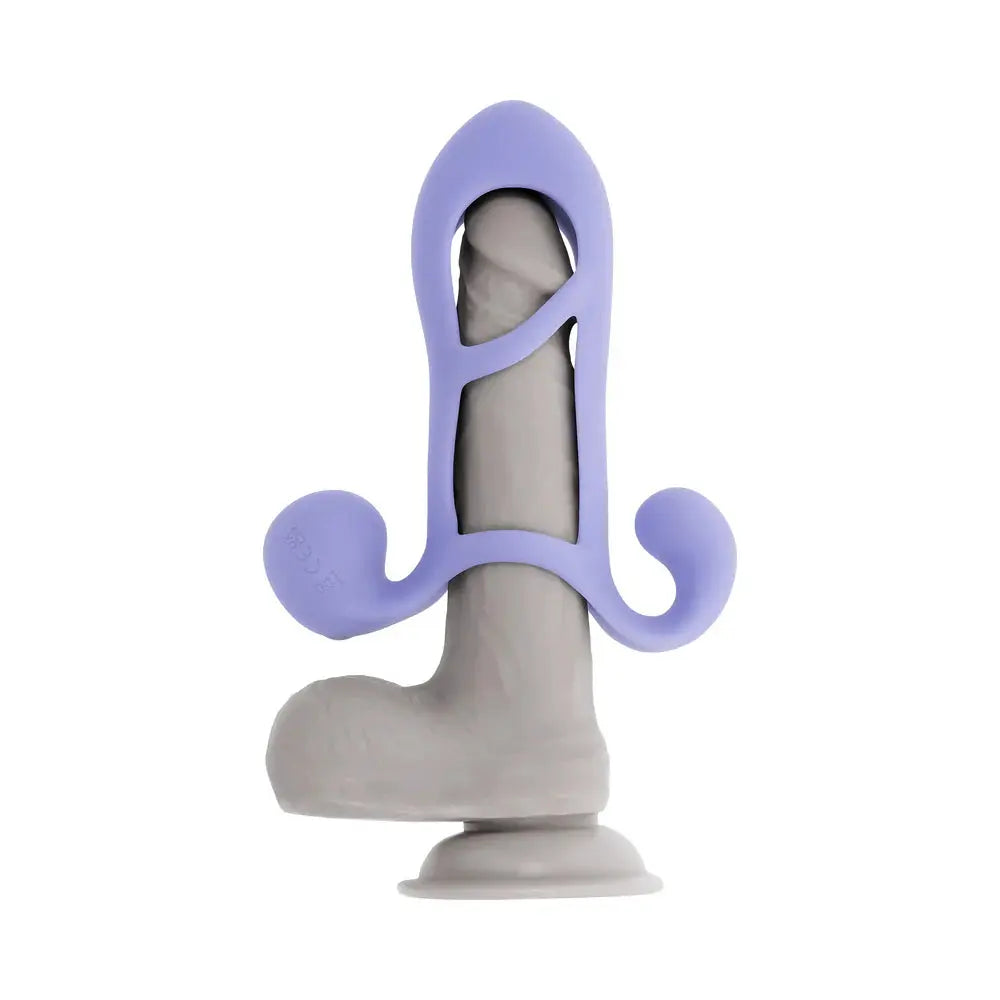 Fantasy Cage Rechargeable Vibrating Cock Cage Silicone Purple  Penis Extenders and Sleeves