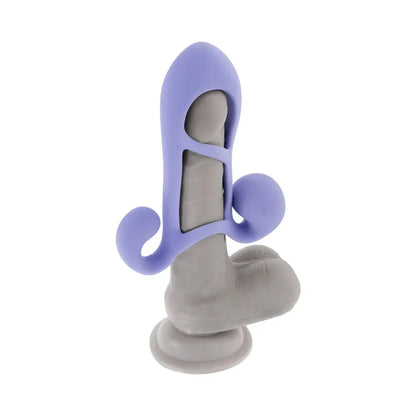 Fantasy Cage Rechargeable Vibrating Cock Cage Silicone Purple  Penis Extenders and Sleeves