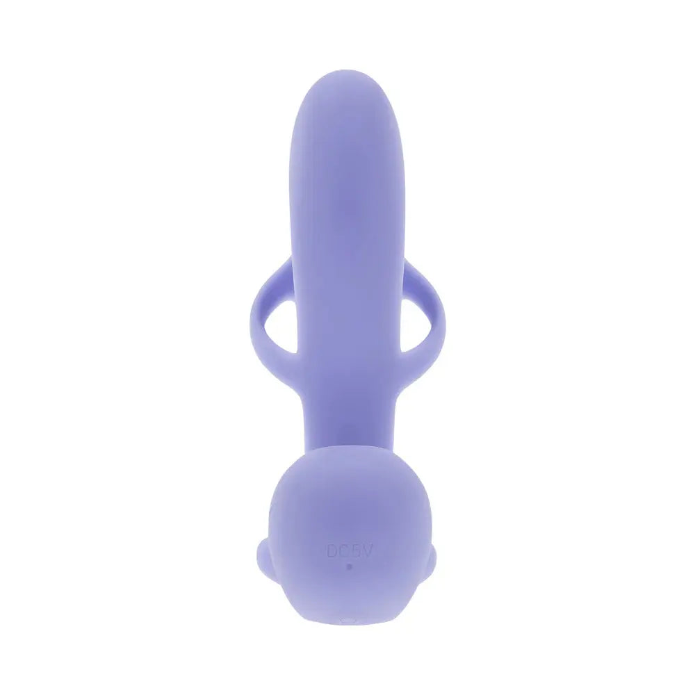 Fantasy Cage Rechargeable Vibrating Cock Cage Silicone Purple  Penis Extenders and Sleeves