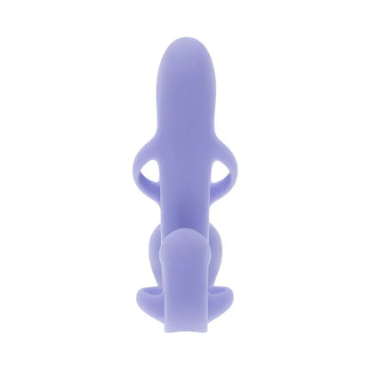 Fantasy Cage Rechargeable Vibrating Cock Cage Silicone Purple  Penis Extenders and Sleeves