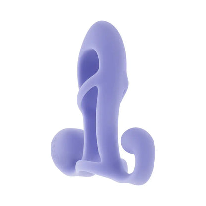 Fantasy Cage Rechargeable Vibrating Cock Cage Silicone Purple  Penis Extenders and Sleeves