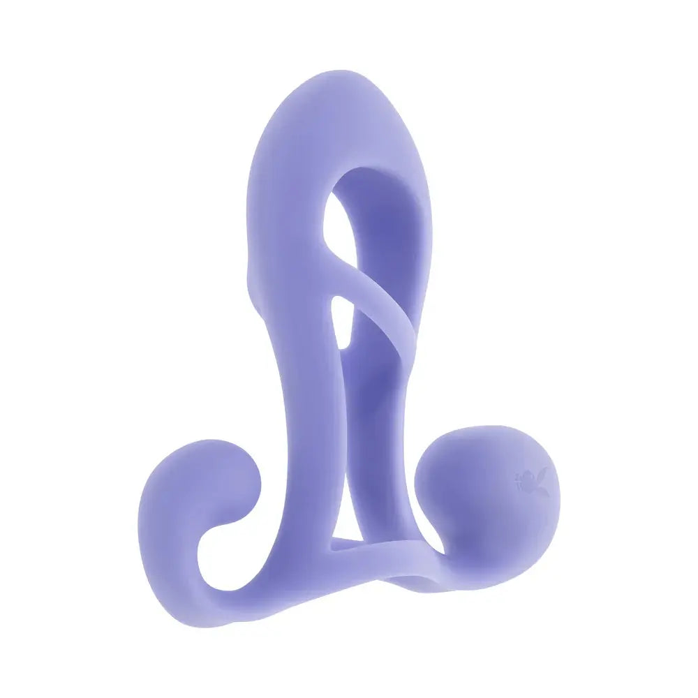 Fantasy Cage Rechargeable Vibrating Cock Cage Silicone Purple  Penis Extenders and Sleeves