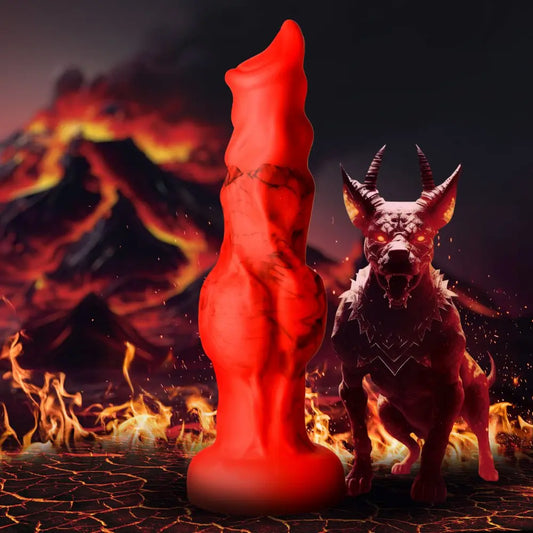 Fantasy Dildos Canine Dildo Fire Hound Silicone Dildo - Medium  Fantasy Dildos