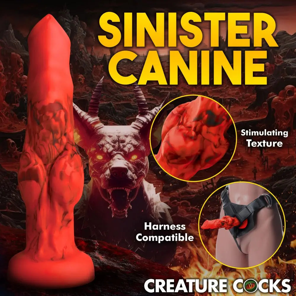 Fantasy Dildos Canine Dildo Fire Hound Silicone Dildo - Medium  Fantasy Dildos