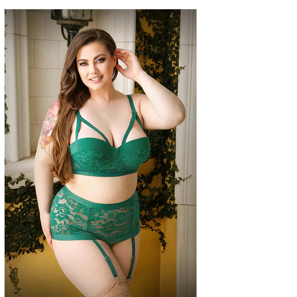 Fantasy Lingerie Curve Nadine Longline Contour Cup Bra & High-Waist Panty Emerald 3XL/4XL  Lingerie - Bra and Panty sets