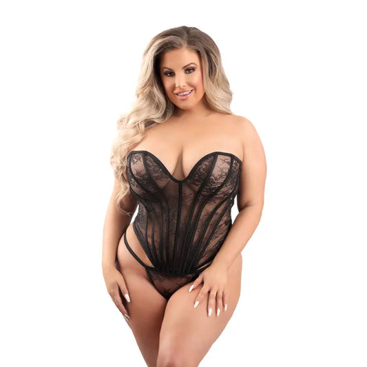 Fantasy Lingerie Floral Lace Sweetheart Neckline Corset with G-String XL  Lingerie - Corsets