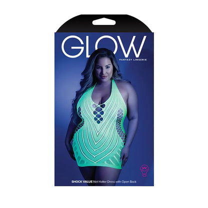 Fantasy Lingerie Glow Shock Value Halter Dress Neon Green Queen Size  Lingerie - Dresses